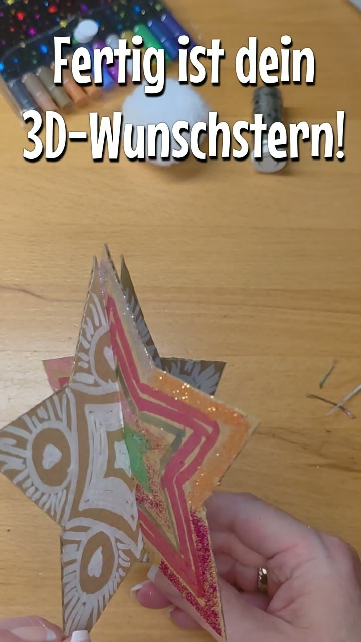 Fertig gebastelter 3D-Wunschstern aus dem Video